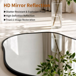Artloge 52.5X70Cm Irregular Black-Rimmed Entryway Decor Mirror Aluminum Bathroom Makeup Mirror - thumbnail 3