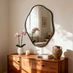 Artloge 52.5X70Cm Irregular Black-Rimmed Entryway Decor Mirror Aluminum Bathroom Makeup Mirror - thumbnail 6