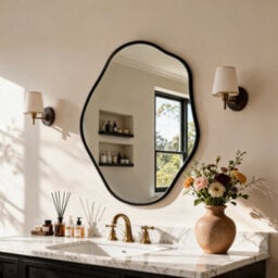 Artloge 52.5X70Cm Irregular Black-Rimmed Entryway Decor Mirror Aluminum Bathroom Makeup Mirror - thumbnail 1