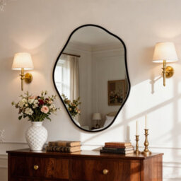 Artloge 52.5X70Cm Irregular Black-Rimmed Entryway Decor Mirror Aluminum Bathroom Makeup Mirror - thumbnail 5