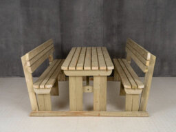 Arbor Garden Solutions Alders Wooden Picnic Bench And Table Set, Rounded Outdoor Dining Set With Backrest (8Ft, Natural Finish) - thumbnail 4