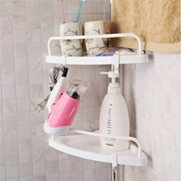 4 Tier Telescopic Bathroom Wall Corner Shelf Rack Shower Caddy-White - thumbnail 7