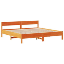 Berkfield Bed Frame Without Mattress Wax Brown 180X200 Cm Super King Solid Wood Pine - thumbnail 7