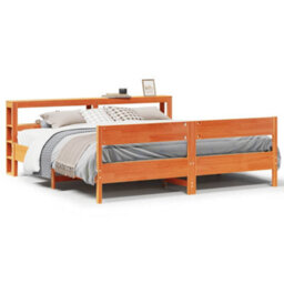 Berkfield Bed Frame Without Mattress Wax Brown 180X200 Cm Super King Solid Wood Pine - thumbnail 2