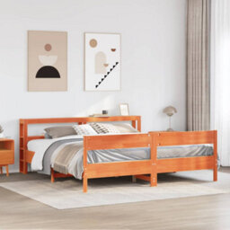 Berkfield Bed Frame Without Mattress Wax Brown 180X200 Cm Super King Solid Wood Pine - thumbnail 1