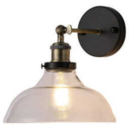 Living And Home Industrial 1-Light Armed Sconce Wall Light With Open Style Clear Glass Shade - thumbnail 8