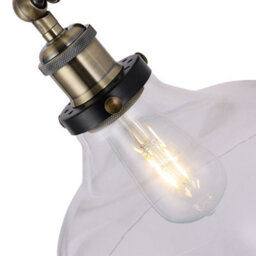 Living And Home Industrial 1-Light Armed Sconce Wall Light With Open Style Clear Glass Shade - thumbnail 7
