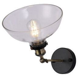 Living And Home Industrial 1-Light Armed Sconce Wall Light With Open Style Clear Glass Shade - thumbnail 3