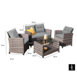 SquareBoxx Mora 4 Piece Rattan Outdoor Furniture Set For Gardens, Terraces & Patios - thumbnail 3