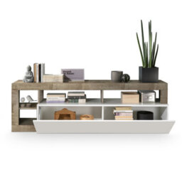 FurniComp LTD Furnicomp Lorenzo 184Cm White Gloss And Pero Oak Tv Stand - thumbnail 4