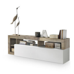 FurniComp LTD Furnicomp Lorenzo 184Cm White Gloss And Pero Oak Tv Stand - thumbnail 3