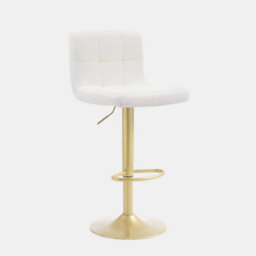 Ohs 2 X Boucle Adjustable Bar Stool Swivel Pub Seat Kitchen Counter Chair - Cream/gold - thumbnail 2