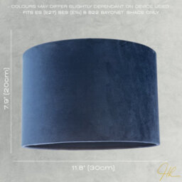 Happy Homewares Soft Velvet Midnight Blue Fabric Round Lamp Shade For Table Or Pendant - thumbnail 6