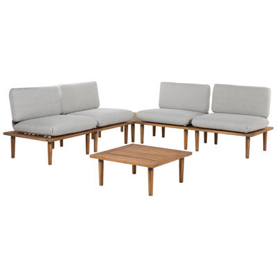 Beliani Garden Lounge Set With Table 4 Seater Frascati Modular Certified Acacia Wood Light Grey - image 1