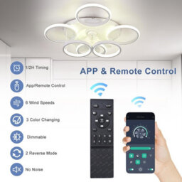 Garwarm Modern Low Profile Ceiling Fan With Lights, 6-Ring Dimmable, White - thumbnail 6