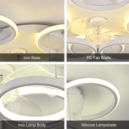 Garwarm Modern Low Profile Ceiling Fan With Lights, 6-Ring Dimmable, White - thumbnail 7