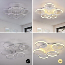 Garwarm Modern Low Profile Ceiling Fan With Lights, 6-Ring Dimmable, White - thumbnail 8