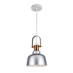 CGC Lighting Georgie- Cgc Industrial Metal Pendant Kitchen Island Light Silver & White Inner With Brass Fitting - thumbnail 3