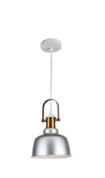 CGC Lighting Georgie- Cgc Industrial Metal Pendant Kitchen Island Light Silver & White Inner With Brass Fitting - thumbnail 1