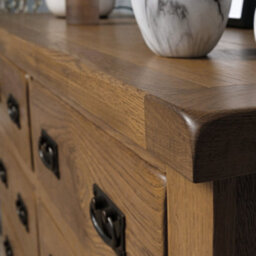 Elm Home And Garden Wide 6 Drawer Chest Of Rustic Oak Drawers 78Cm High X 128Cm Wide X 40Cm Deep - thumbnail 7