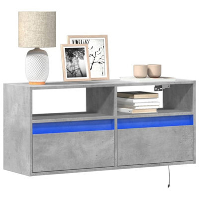 Berkfield Tv Wall Cabinet With Led Lights Concrete Grey 100X31X45 Cm - image 1