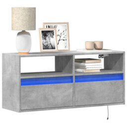 Berkfield Tv Wall Cabinet With Led Lights Concrete Grey 100X31X45 Cm - thumbnail 1