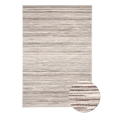 Cream Striped Outdoor Rug, Striped Stain-Resistant Rug For Patio, Garden, Deck 5mm Modern Outdoor Rug-60Cm X 110Cm