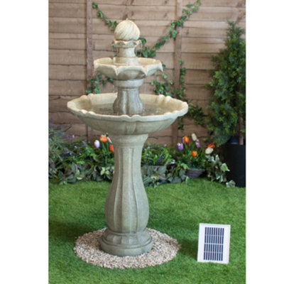 Primrose Solar Powered Antique Imperial Round-Tiered Water Feature Fountain With Led Lights 112Cm - image 1