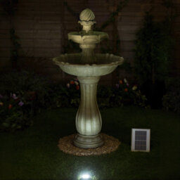 Primrose Solar Powered Antique Imperial Round-Tiered Water Feature Fountain With Led Lights 112Cm - thumbnail 6