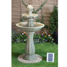 Primrose Solar Powered Antique Imperial Round-Tiered Water Feature Fountain With Led Lights 112Cm - thumbnail 1