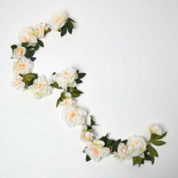 Homescapes Artificial Ivory Handcrafted Peony Flower Garland, 180 Cm - thumbnail 1
