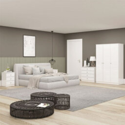 Denver White Gloss 4 Drawer Chest Of Drawers Bedroom Furniture Storage - thumbnail 2