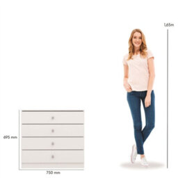 Denver White Gloss 4 Drawer Chest Of Drawers Bedroom Furniture Storage - thumbnail 3