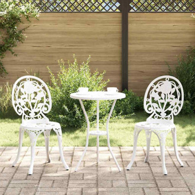 Berkfield Garden Bistro Set 3 Pcs White Aluminium - image 1