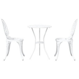 Berkfield Garden Bistro Set 3 Pcs White Aluminium - thumbnail 6