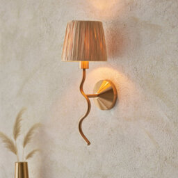 Loops Stylish 2 Pack Dimmable Wall Lights In Aged Brass With Raffia Shade - thumbnail 4