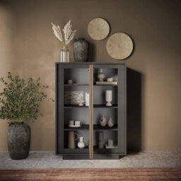 FurniComp LTD Furnicomp Berlin 2 Door 106Cm Grey And Mercure Oak Highboard/tall Sideboard - thumbnail 5