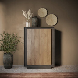 FurniComp LTD Furnicomp Berlin 2 Door 106Cm Grey And Mercure Oak Highboard/tall Sideboard - thumbnail 4