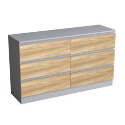 Urbn-Living Urbnliving 120Cm Width Grey Wooden Chest Of Oak 6 Drawers Bedroom Furniture Storage Bedside Table Modern Cabinet - thumbnail 5