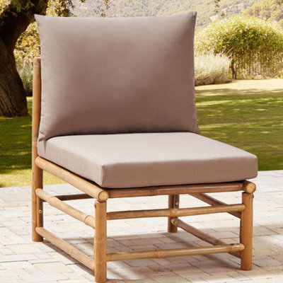 Beliani 1-Seat Taupe Outdoor Modular Chair With Removable Polyester Cushions, Bamboo Frame - image 1