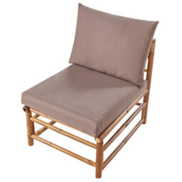Beliani 1-Seat Taupe Outdoor Modular Chair With Removable Polyester Cushions, Bamboo Frame - thumbnail 5