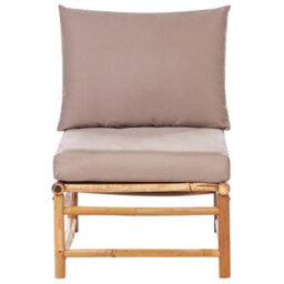 Beliani 1-Seat Taupe Outdoor Modular Chair With Removable Polyester Cushions, Bamboo Frame - thumbnail 2