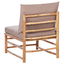Beliani 1-Seat Taupe Outdoor Modular Chair With Removable Polyester Cushions, Bamboo Frame - thumbnail 4