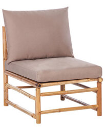 Beliani 1-Seat Taupe Outdoor Modular Chair With Removable Polyester Cushions, Bamboo Frame - thumbnail 3