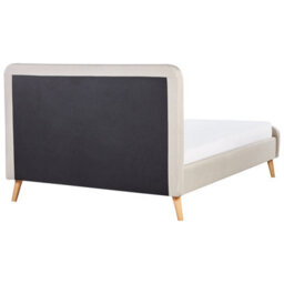 Beliani Bed Fabric Rennes 140 X 200 Cm (Eu Double) Light Beige - thumbnail 6