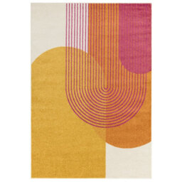 Orange Funky Modern Easy To Clean Abstract Rug For Dining Room -80Cm X 150Cm - thumbnail 7