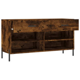 Berkfield Shoe Bench Smoked Oak 102X35X55 Cm Engineered Wood - thumbnail 5