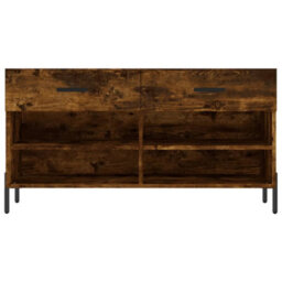 Berkfield Shoe Bench Smoked Oak 102X35X55 Cm Engineered Wood - thumbnail 6