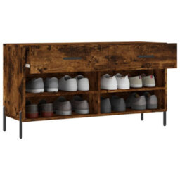 Berkfield Shoe Bench Smoked Oak 102X35X55 Cm Engineered Wood - thumbnail 4