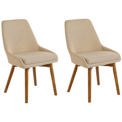 Beliani Set Of 2 Dining Chairs Melfort Fabric Sand Beige - image 1
